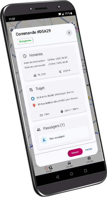 smartphone + application Taxi Lyon TL