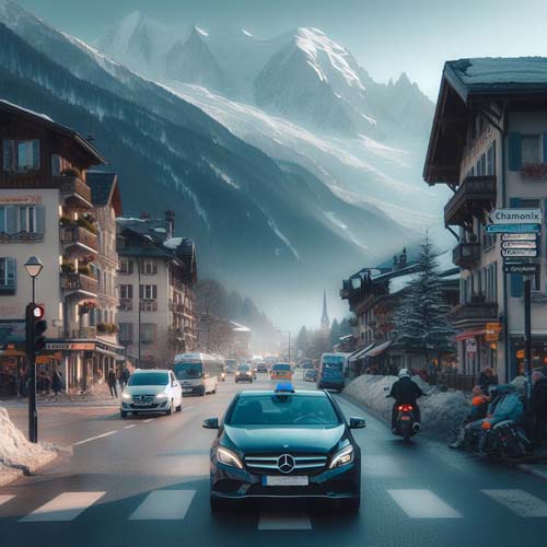 Chamonix Sedan Taxi Illustration