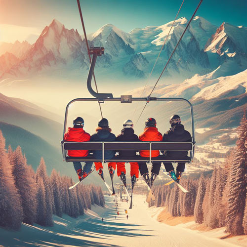 Les Menuires Ski Lift Illustration