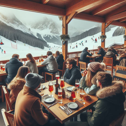 Tignes Restaurant Taxi Illustration