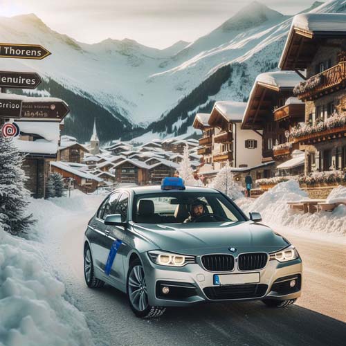 Val Thorens Sedan Taxi Illustration